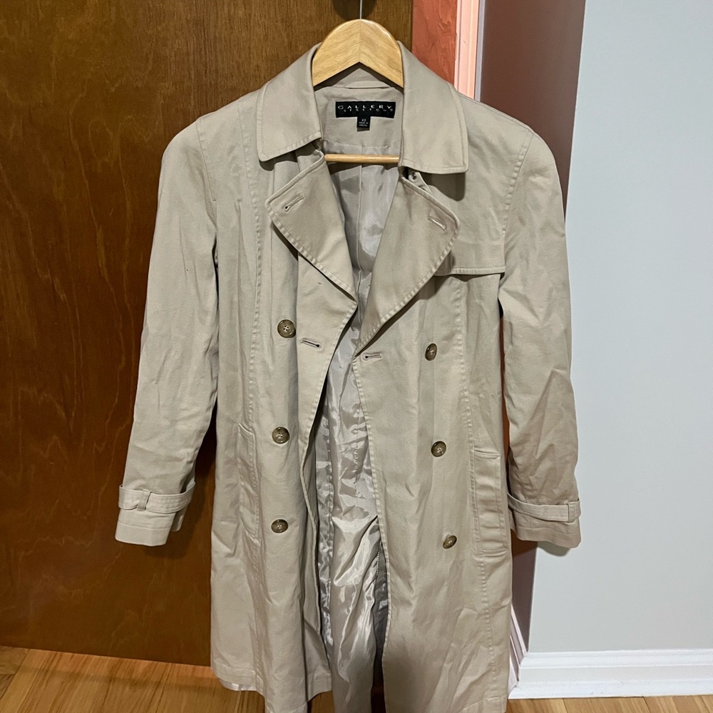 Gallery tan trench coat